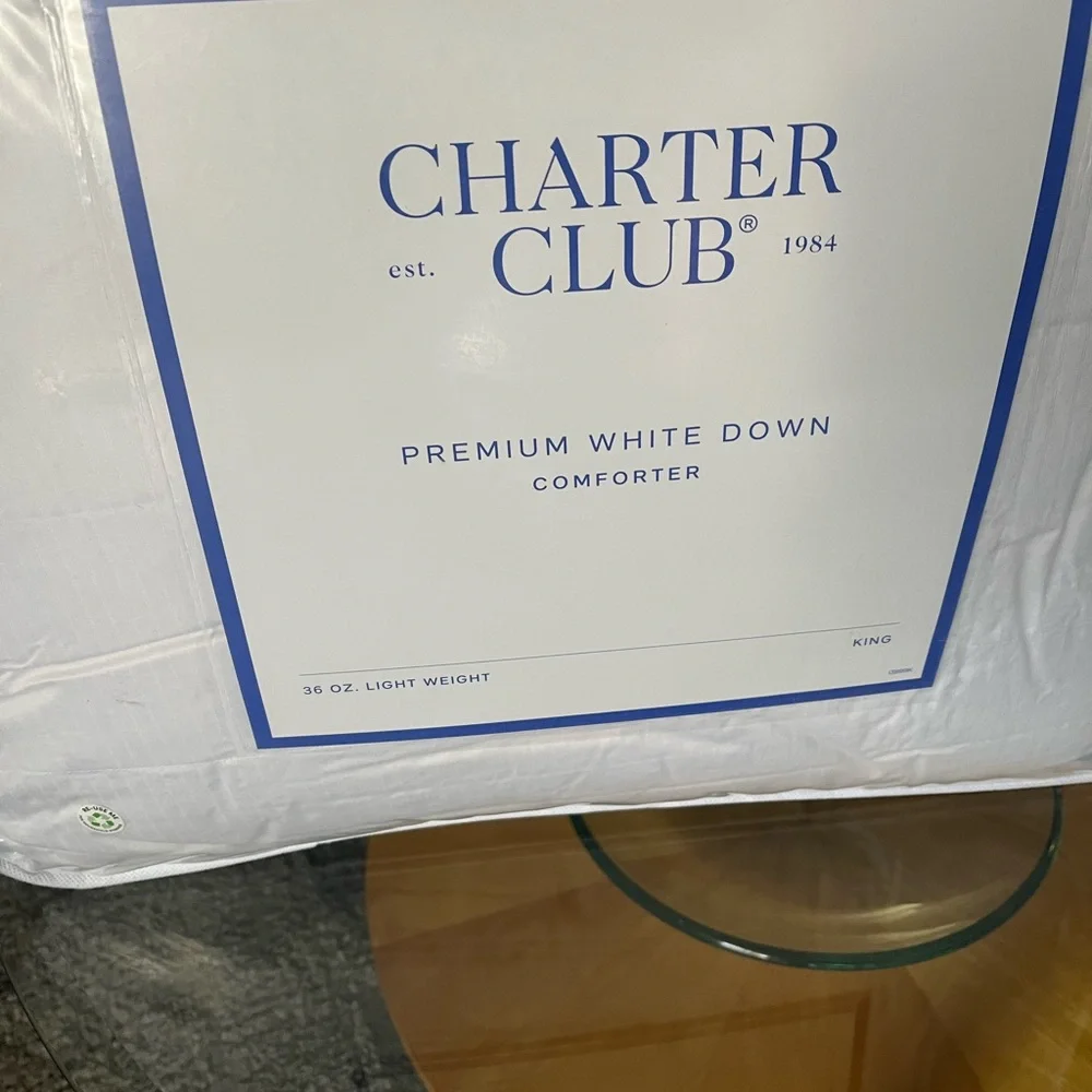 - - White down lightweight comforter, charter club king